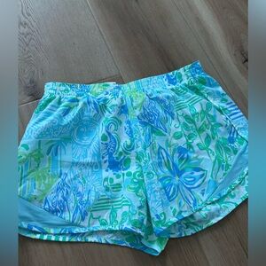 Lilly Pulitzer Blue and Green Athletic Shorts Vibrant Design